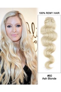 16” #60 Ash Blonde 7pcs Body Wave 100% Remy Hair Clip in Extensions 16” #60 Ash Blonde 7pcs Body Wave 100% Remy Hair Clip in Extensions